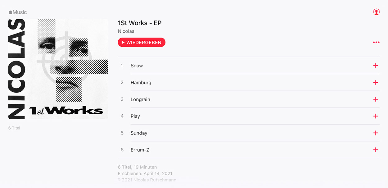 Musikalbum »Nicolas - 1St Works« von Nicolas Rutschmann bei Apple Music